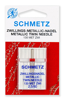 Иглы для бытовых швейных машин Schmetz для металлизированных нитей 130 MET ZWI №80/2,5, уп.1 игла