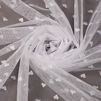 Сетка эластичная "Сердечки" KRUZHEVO арт.OLG015 55г/м² ш.150см цв.01 белый уп.20м