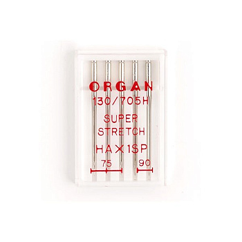 Иглы для бытовых швейных машин ORGAN супер стрейч №75-90, уп.5 игл