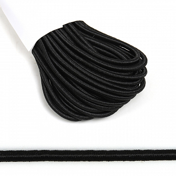 Резинка TBY шляпная (шнур круглый) цв.F322 черный 4мм рул.5м (±0,5м)