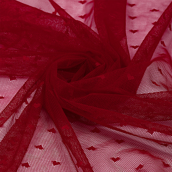 Сетка эластичная "Сердечки" KRUZHEVO арт.OLG015 55г/м² ш.150см цв.101 темно-красный уп.20м