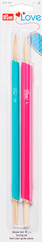 610189 PRYM Prym Love Набор для выворачивания 25см (M для кулиски 19-25мм, L для кулиски от 25мм), бамбук/пластик, мята/ярко-розовый, уп. 2 шт.