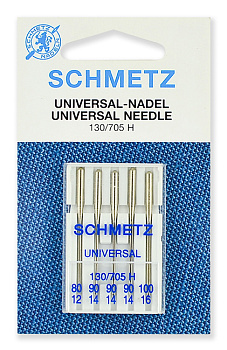 Иглы для бытовых швейных машин Schmetz стандартные 130/705H №80/90(3)/100, уп.5 игл