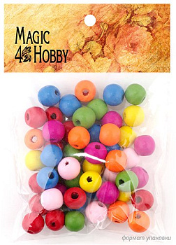 Бусины деревянные детские MAGIC HOBBY арт.MG-B 119 цв.ассорти уп.40г (180±3 шт.) Ø8 мм, in Ø1,5мм